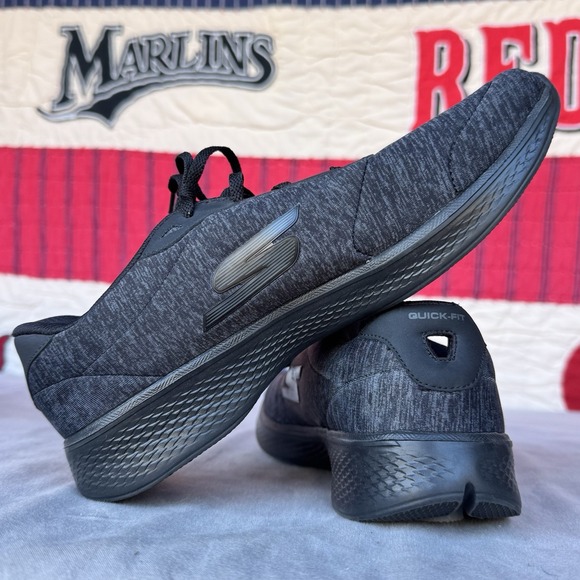 Size 9 - Skechers Women Black Gray Go Walk Memory Textile Slip On Shoes - Picture 10 of 10